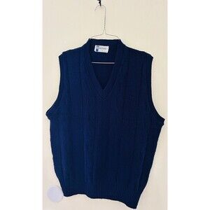 Vintage Menswear Heritage Sportswear Navy Cable Knit Sweater Vest  Sz. Large